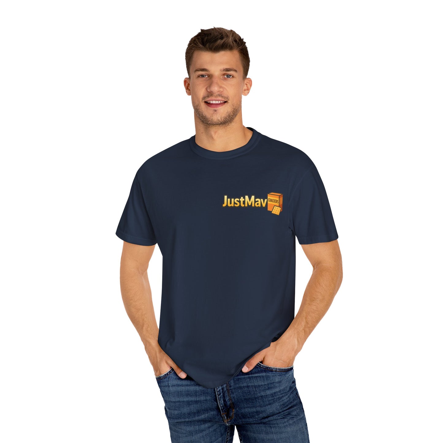 JustMav Crackers w/ Back Graphic Unisex Garment-Dyed T-shirt